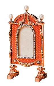 miniature orange enamel frame