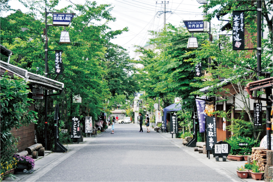 阿蘇神社の参道から続く門前町商店街
